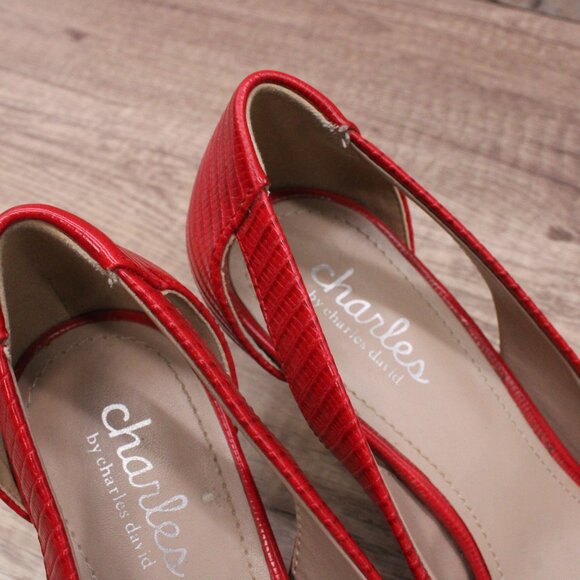 Charles By Charles David Addition Heels Pump Womens Size 8M Red Lizard - Picture 6 of 8